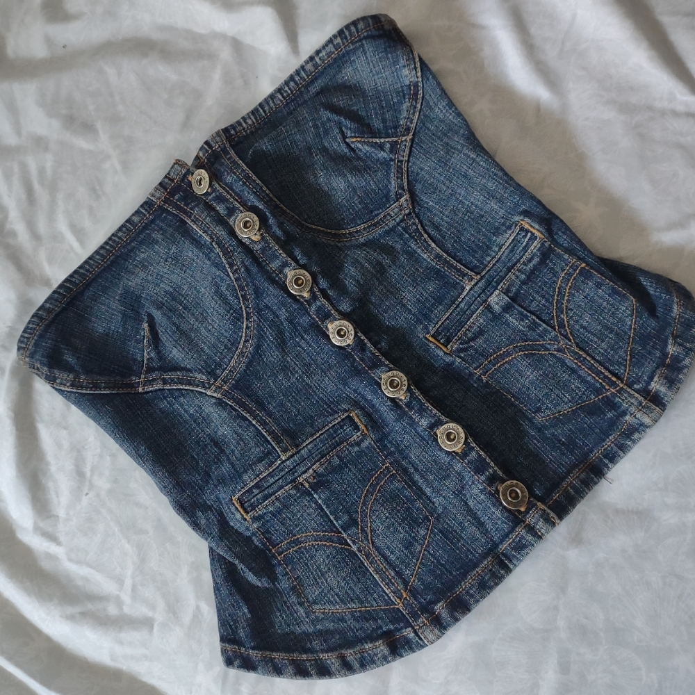 Strapless Refuge Charlotte Russe denim top
